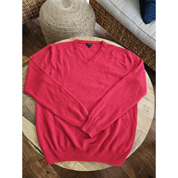 J. Crew Italian Cashmere V-Neck Sweater Men's L Red - Picture 1 of 9